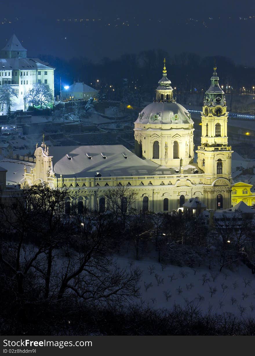 St. Nicholas Church at night, Prague, Czech Republic. St. Nicholas Church at night, Prague, Czech Republic