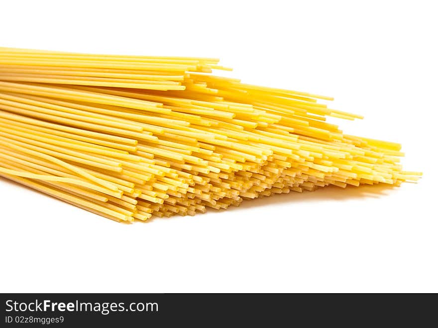 A bunch of spaghetti on white background