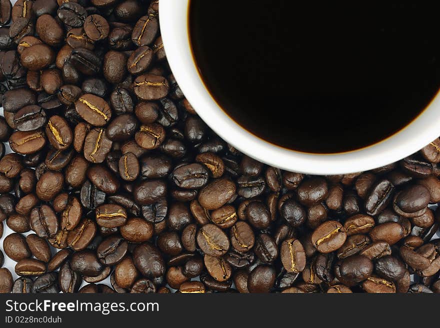 Close-up of Coffee beans  background.