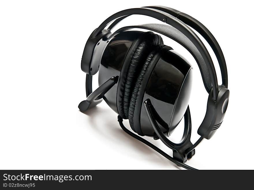 Black headphones isolated on white background