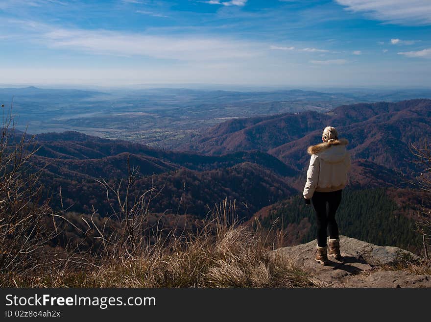 Tourist On Mountain