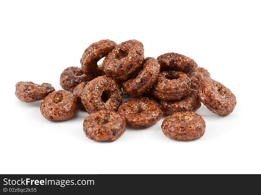 Chocolate rings isolated on white background