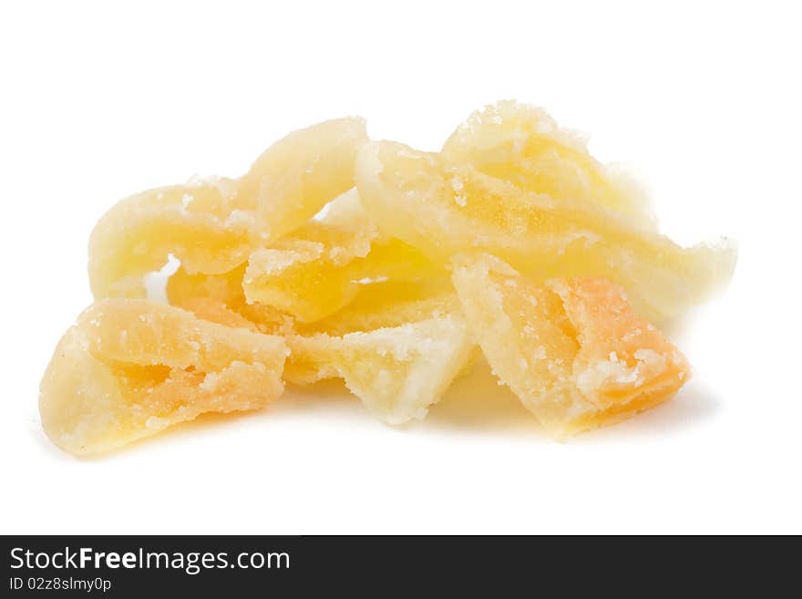 Candied melon cantaloupe isolated on white background