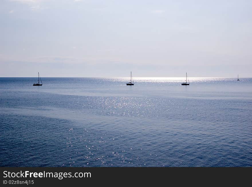 A sailing race in action off Monemvasia, Greece.