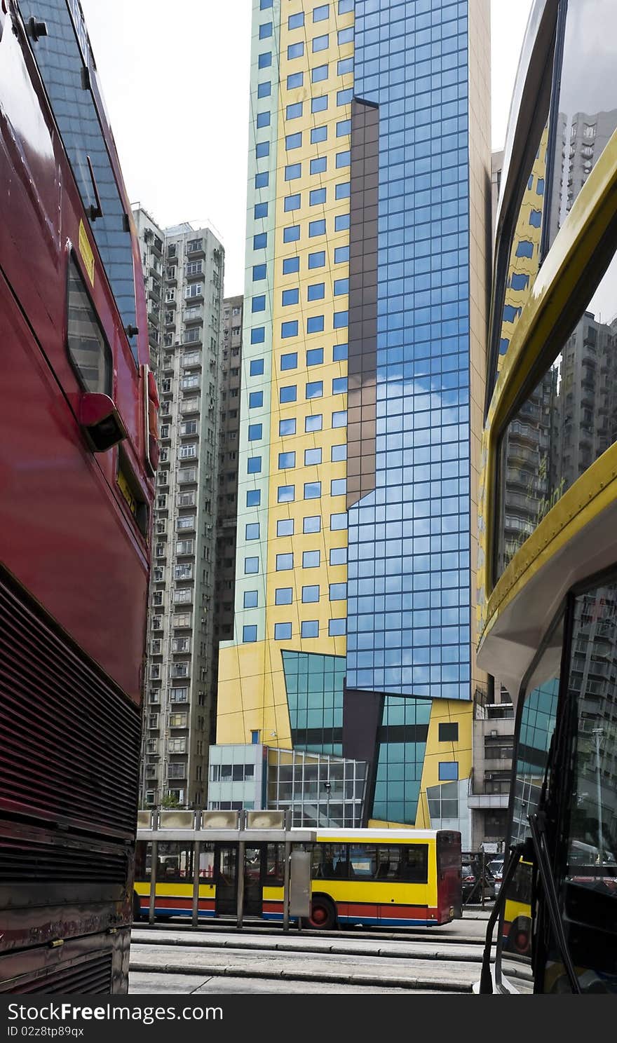 Bus station with modern building