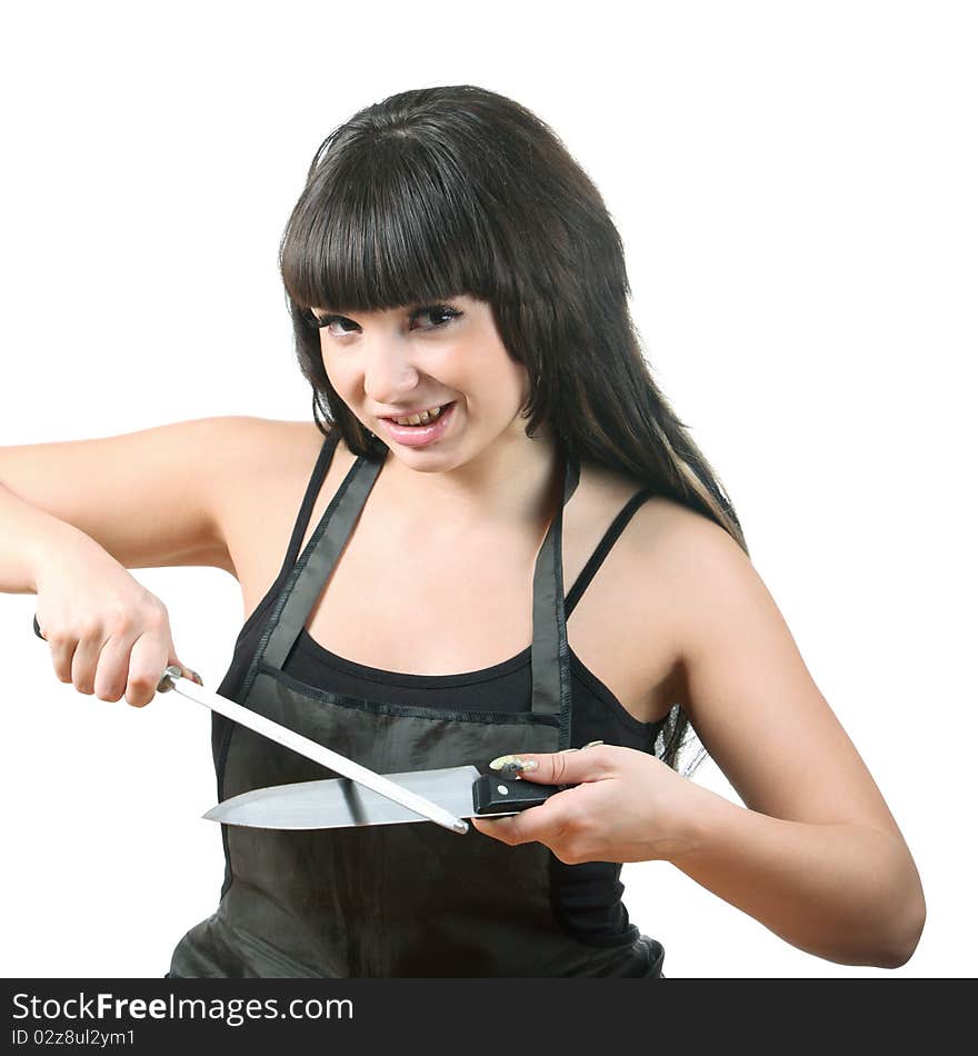 Women Sharpen Knife