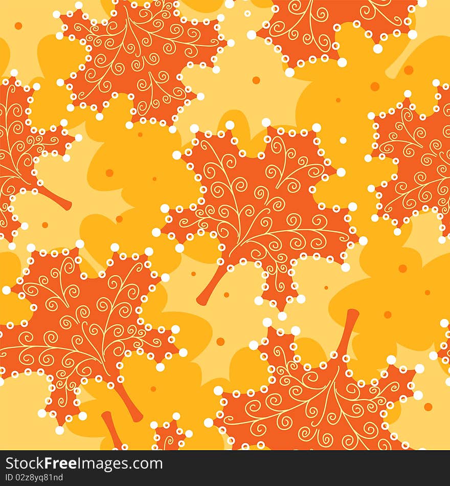 Seamless pattern yellow leaves.