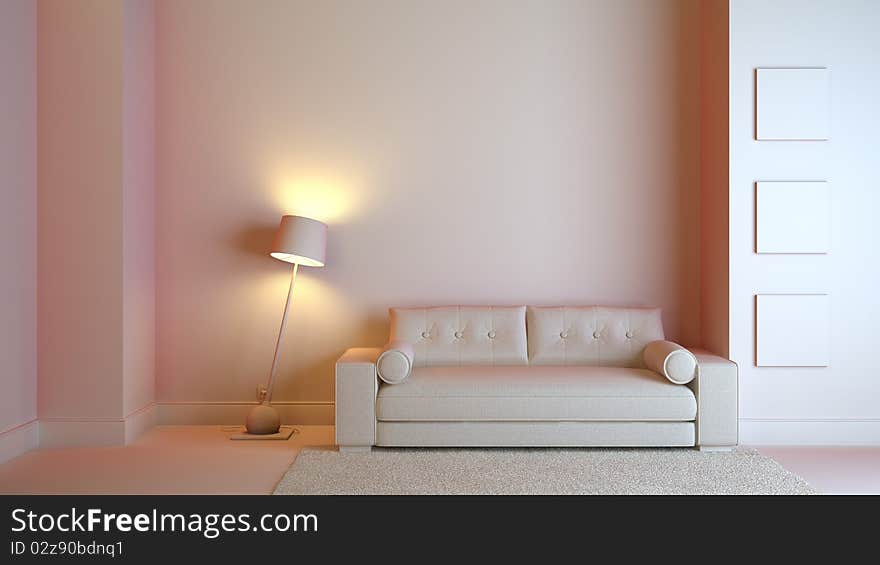 A gray 3d interior composition. A gray 3d interior composition