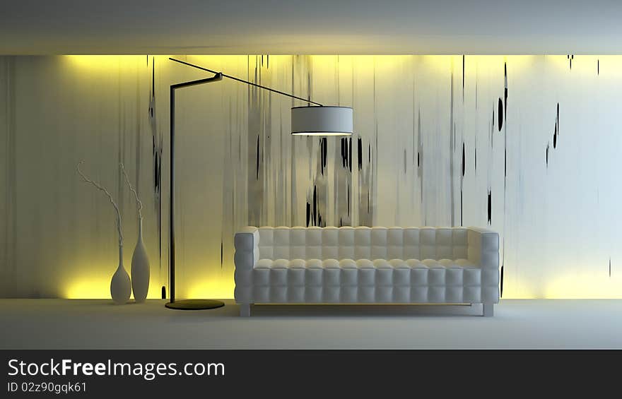 A gray 3d interior composition. A gray 3d interior composition