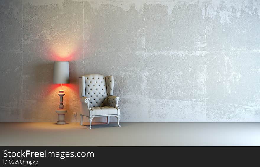 A gray 3d interior composition. A gray 3d interior composition