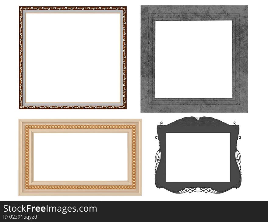 Set of decorated empty classic frames, isolated, similar sets available in my portfolio. Set of decorated empty classic frames, isolated, similar sets available in my portfolio