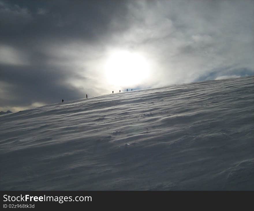 Nice hillview with white snow and sun in Slovakia. Nice hillview with white snow and sun in Slovakia