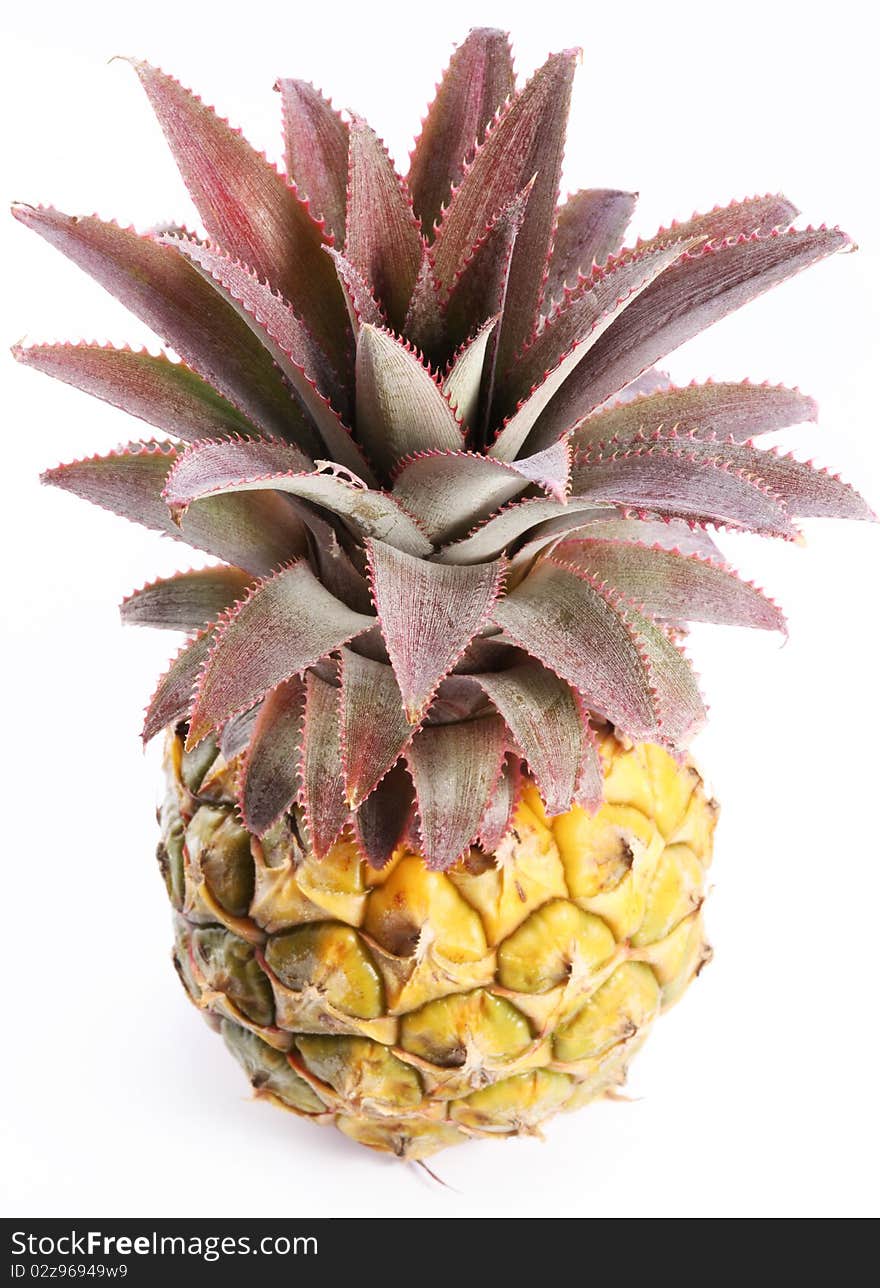 Ripe pineapple. View from top.