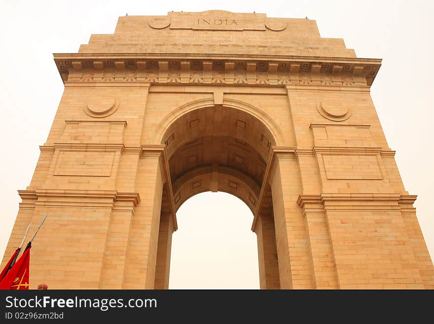 Low angle view of India Gate. Low angle view of India Gate