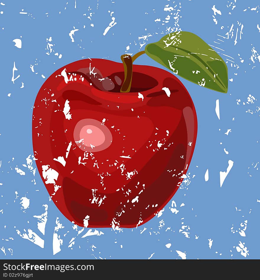 Abstract illustration with red apple