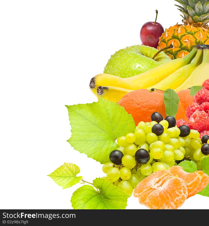 Fruits on the white background