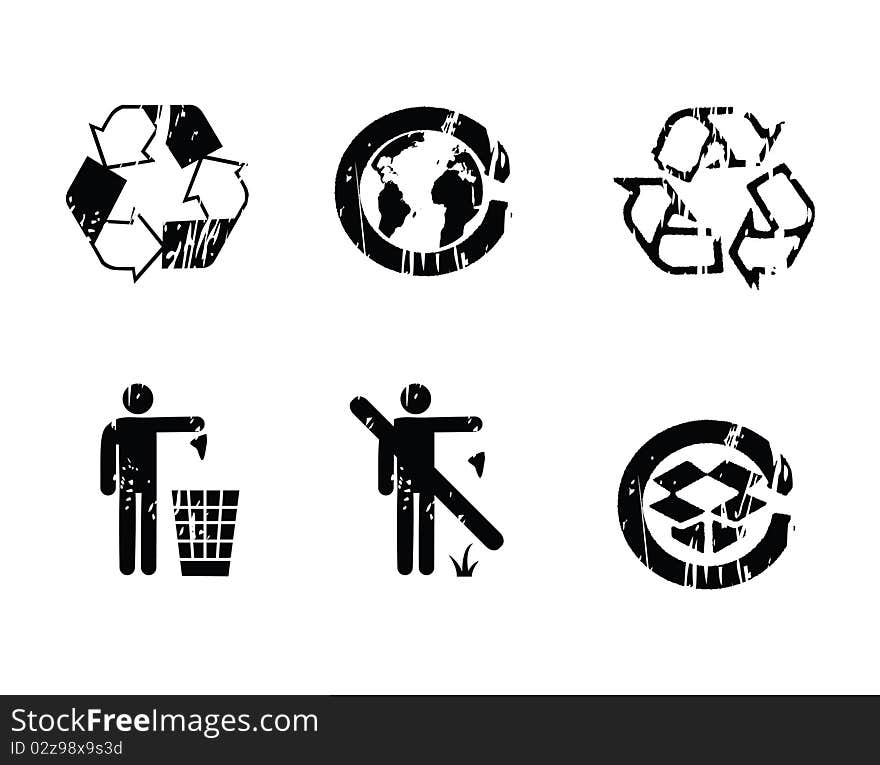 Set of recycling symbols on white. Set of recycling symbols on white