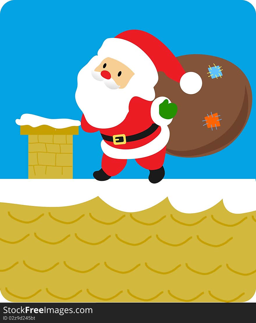 Santa claus with a big bag-illustration art