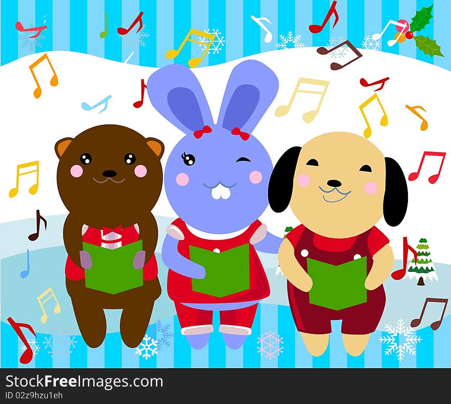 New year card with kids ,illustration. New year card with kids ,illustration