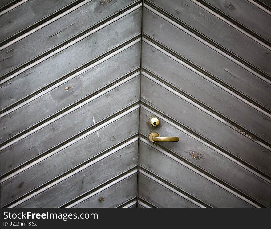 Wooden gray door.