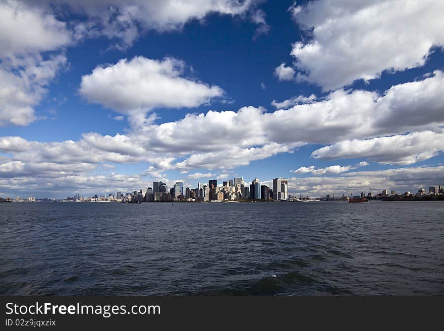 The New York City panorama with Manhattan