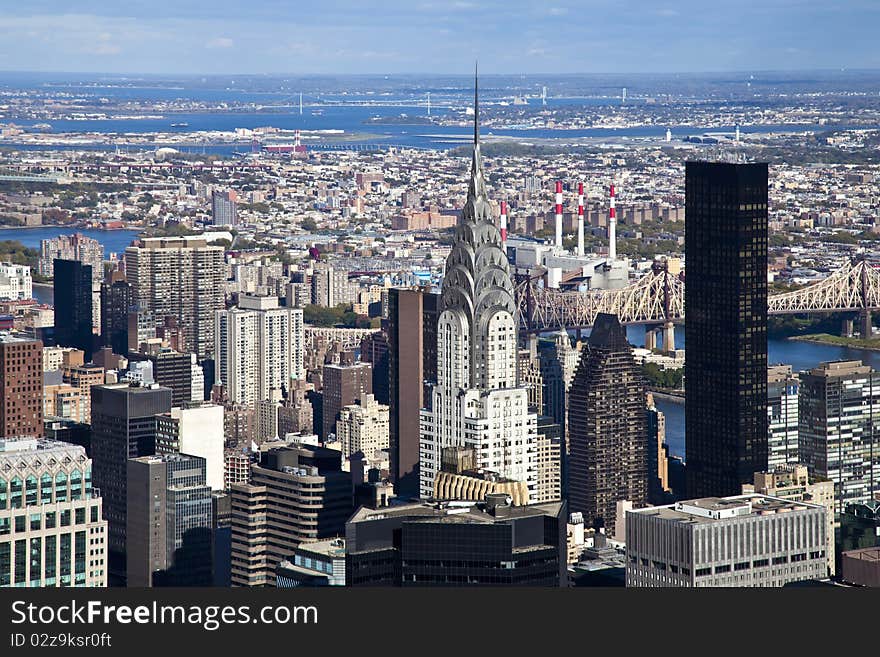 The New York City Manhattan panorama with Queens