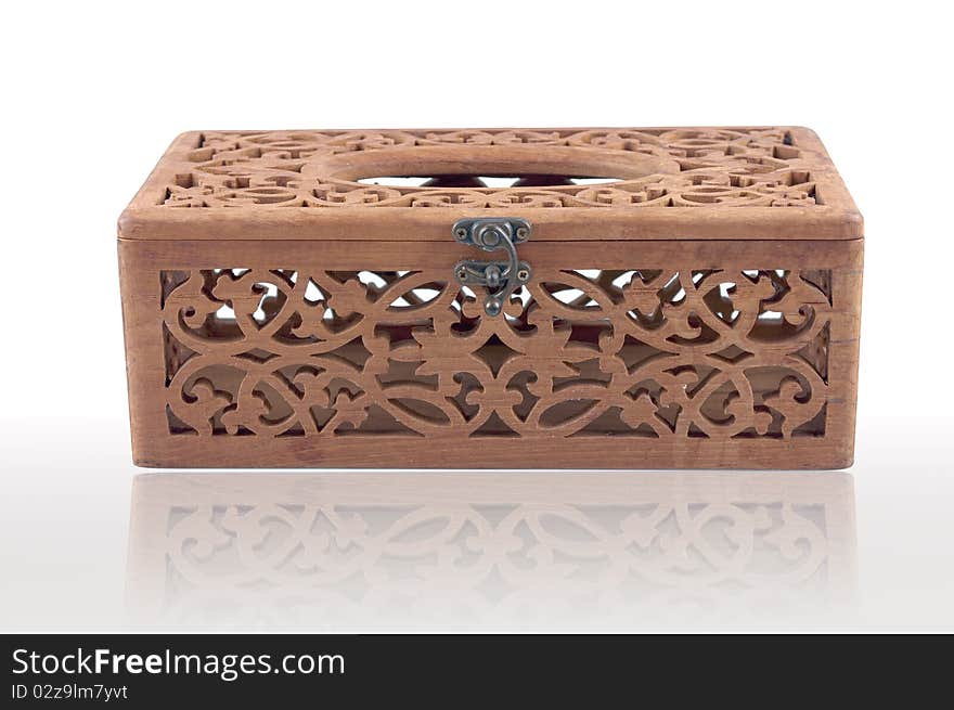 Teak tissue box