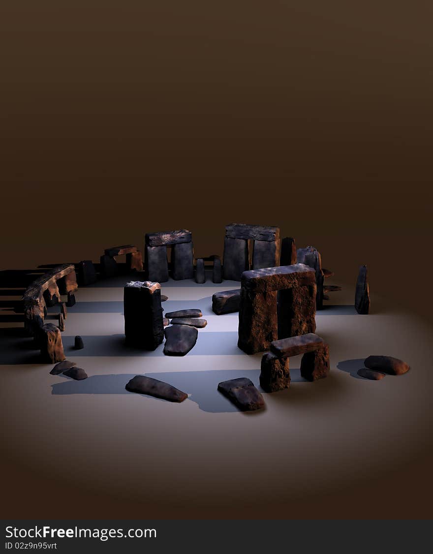 A 3D rendering of Stone Henge