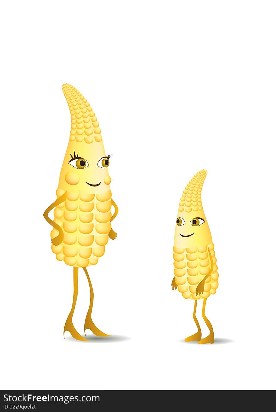 Young corn with his mother corn. Young corn with his mother corn