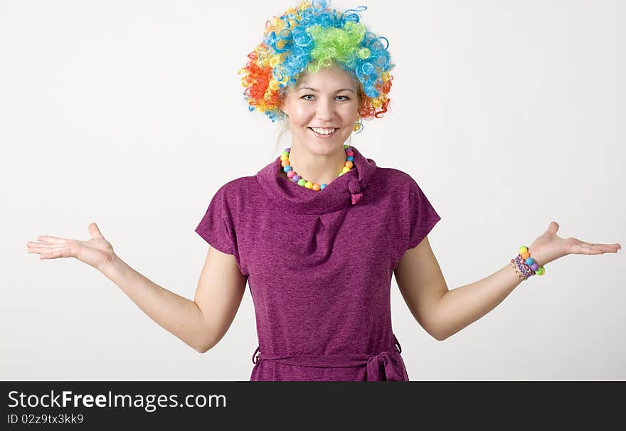 Funny girl posing in studio