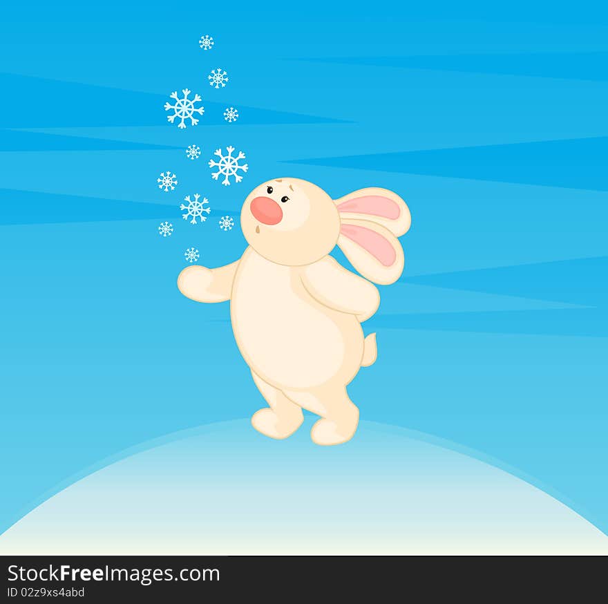 Little Toy Bunny With Snowflakes