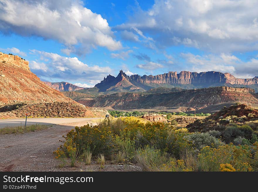 Approaching Zion National park Utah. Approaching Zion National park Utah