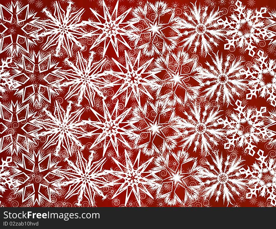 White Snowflakes On Red Background