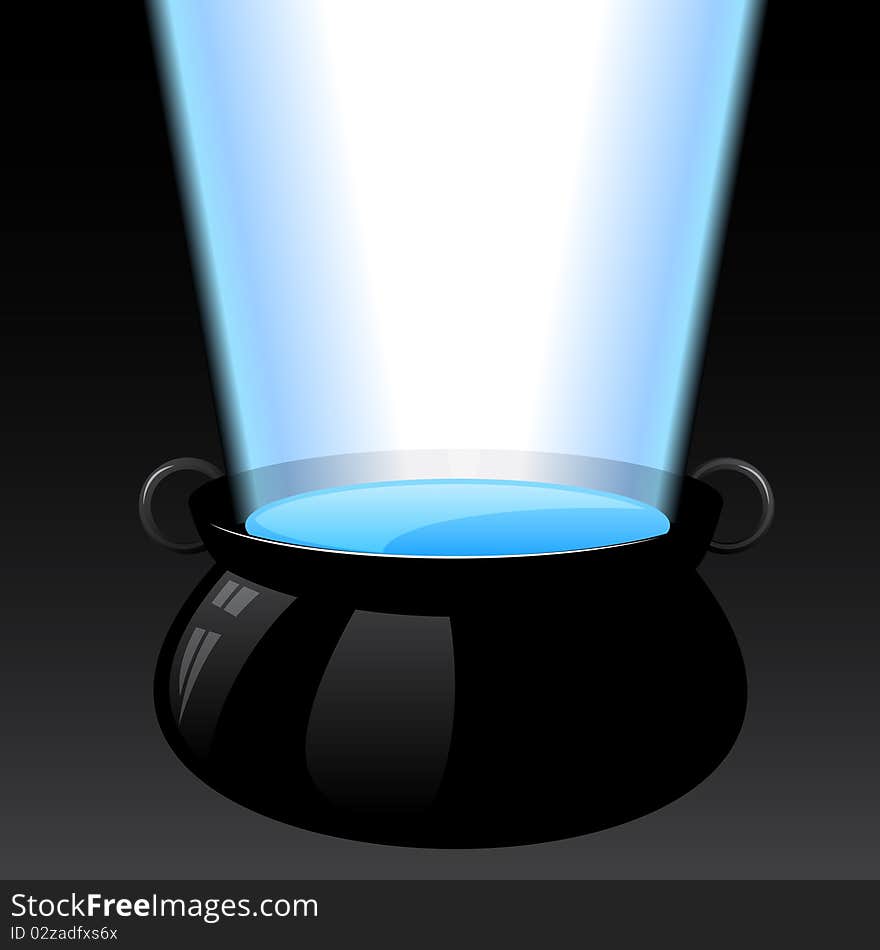 A large vat of magical glowing water. A large vat of magical glowing water