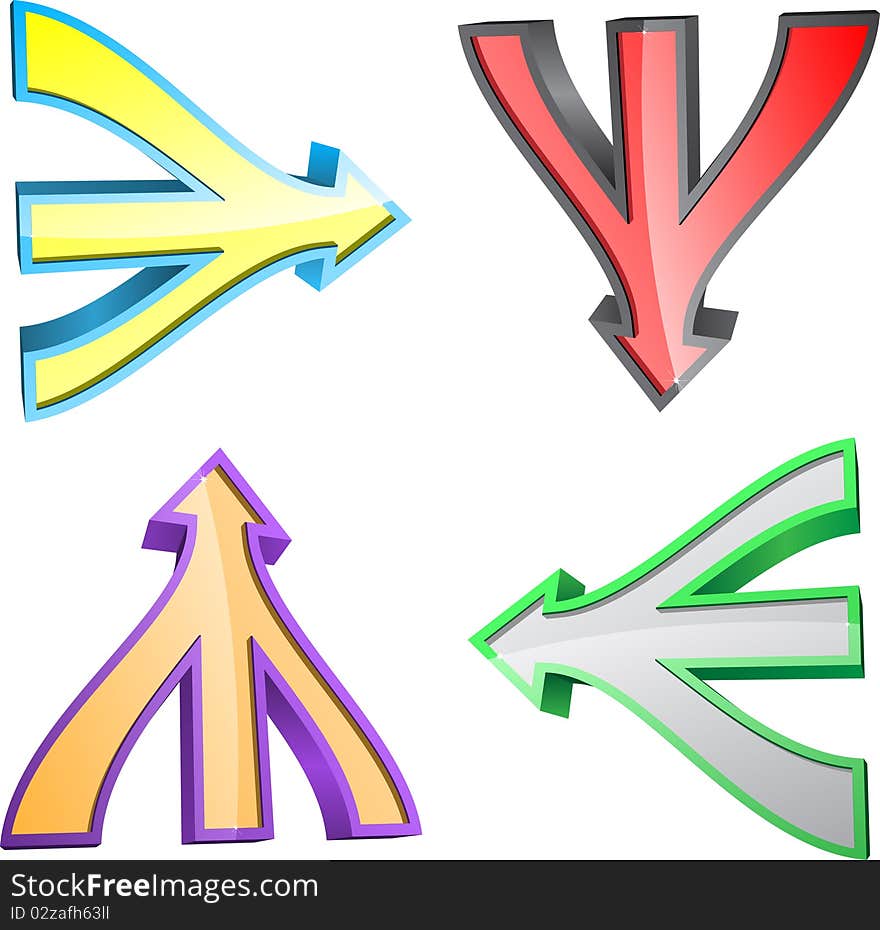 Set of arrows different colors. Set of arrows different colors