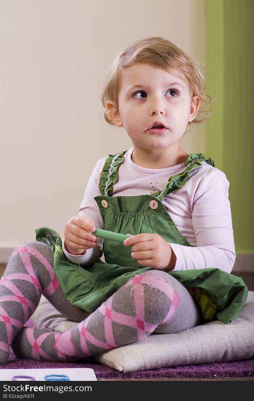 3-years old girl play with clay. 3-years old girl play with clay