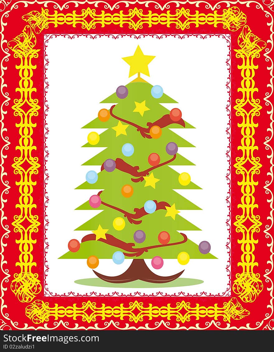 Postcard with christmas tree