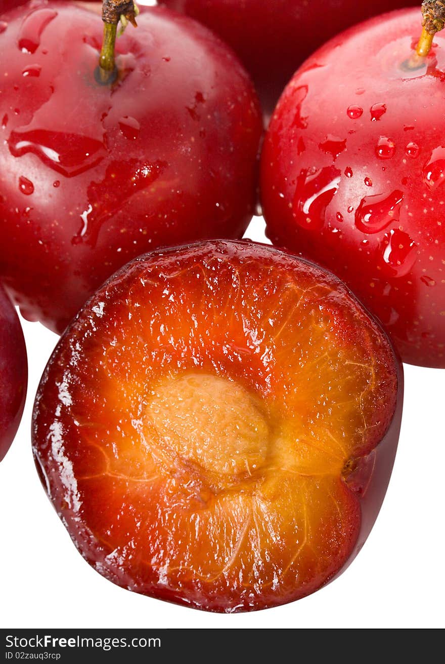 Wet ripe plums