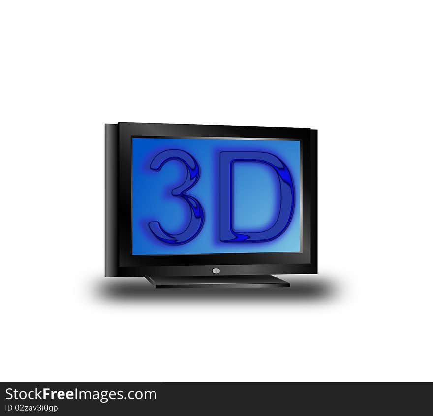 Vector drawing of new 3D TV