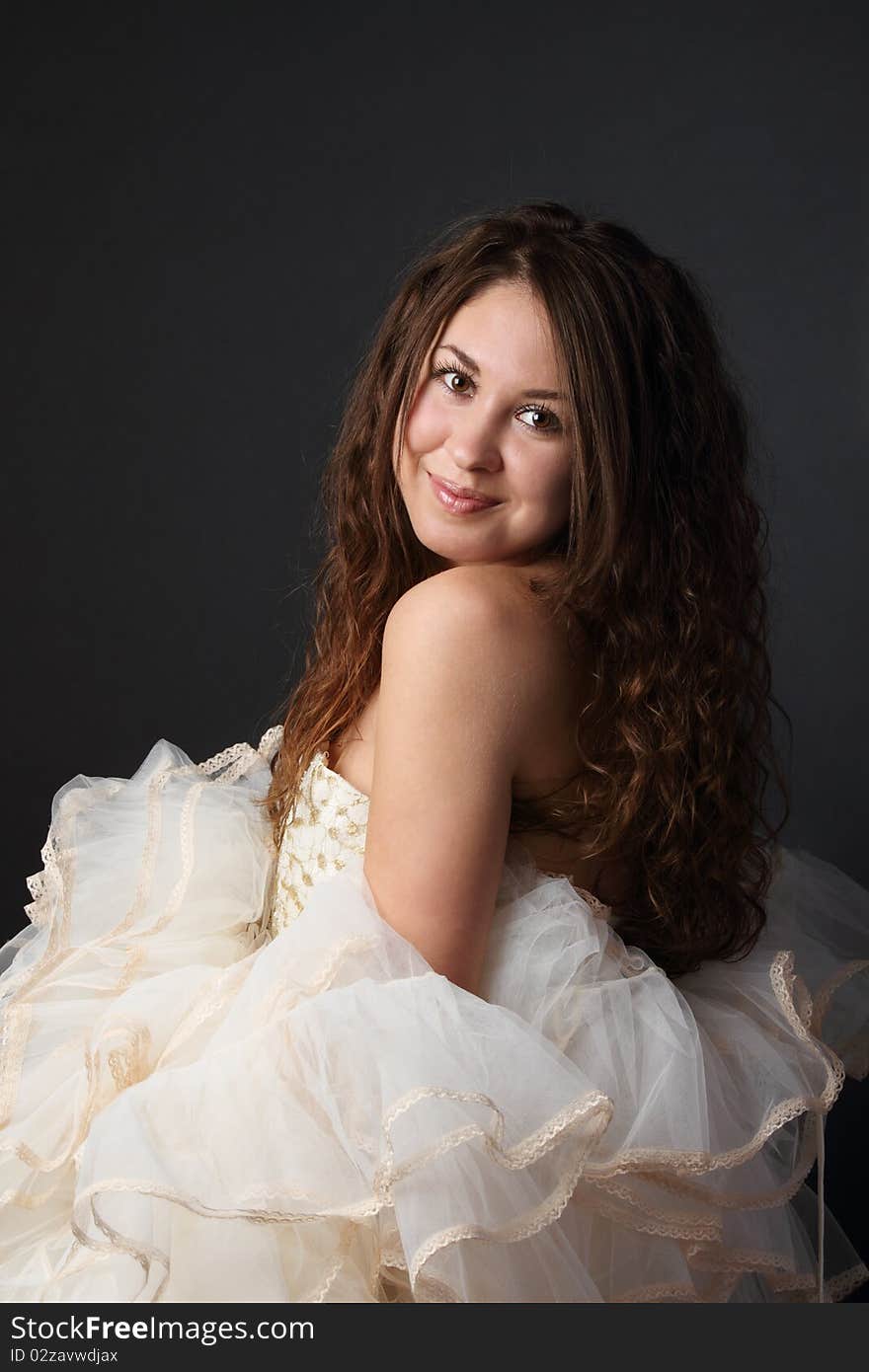 Happy bride in her white dress