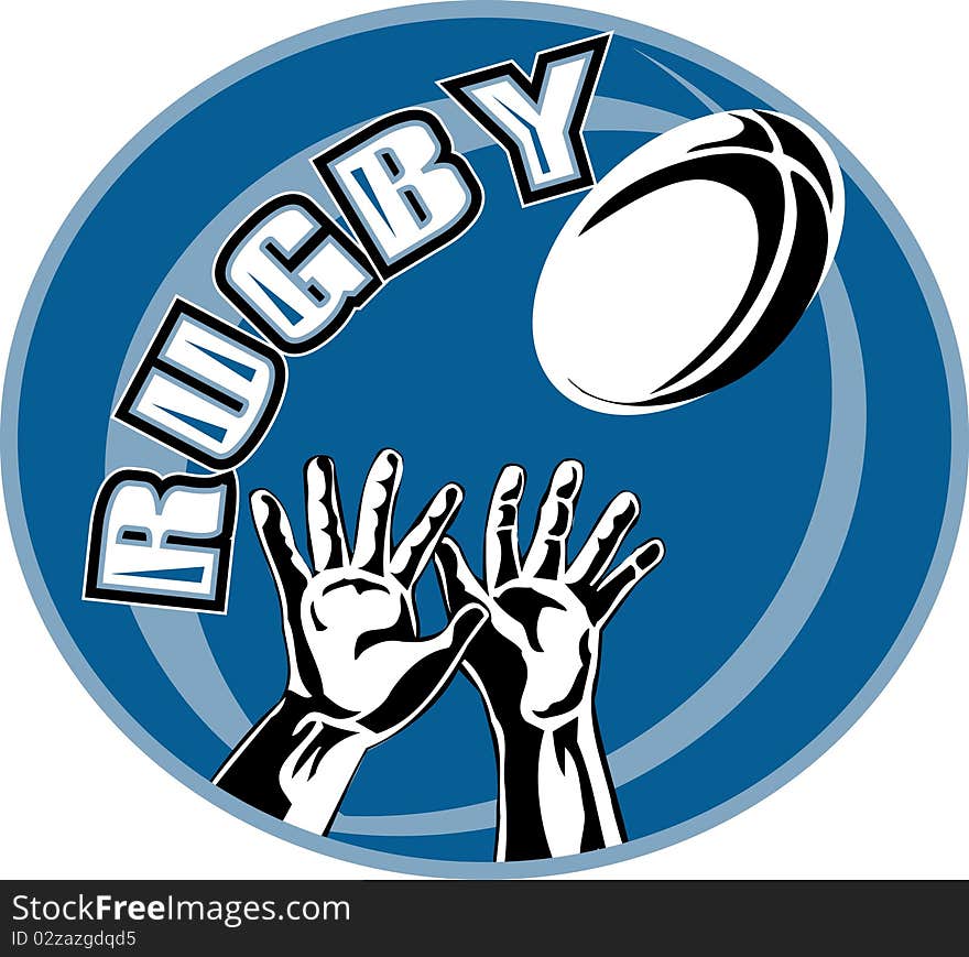 Rugby player hands catching ball