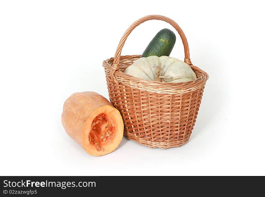 Harvest basket with pumpkin