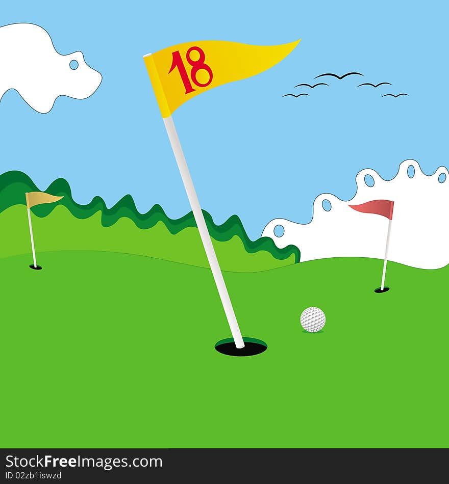 Golf Field With Funny Backgroung