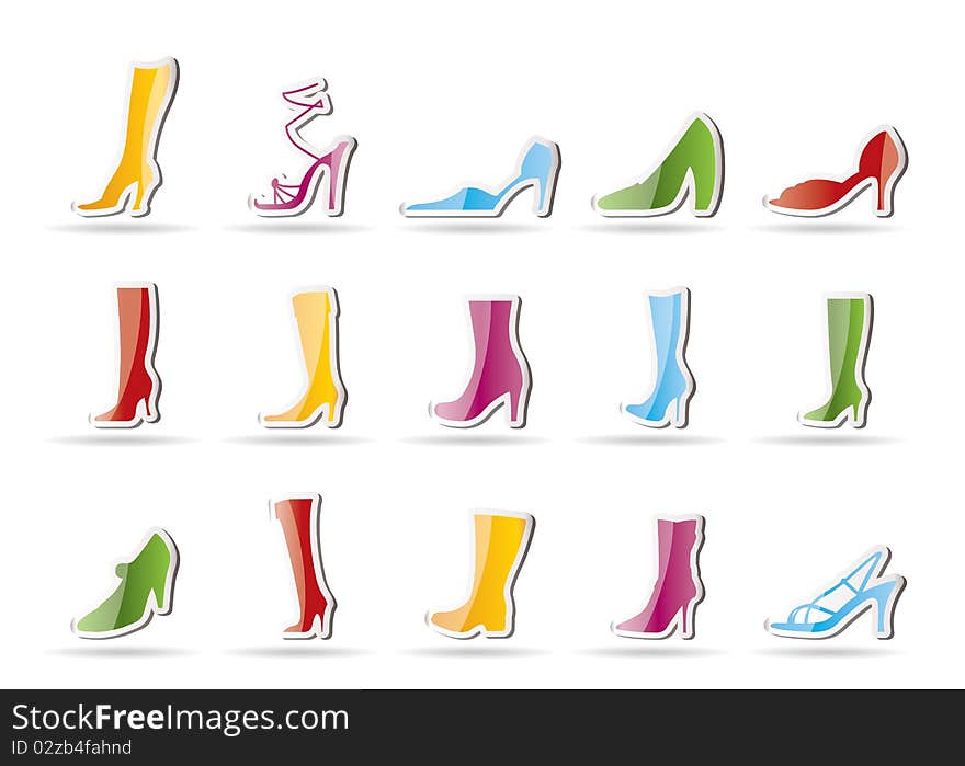 Shoe and boot icons - icon set