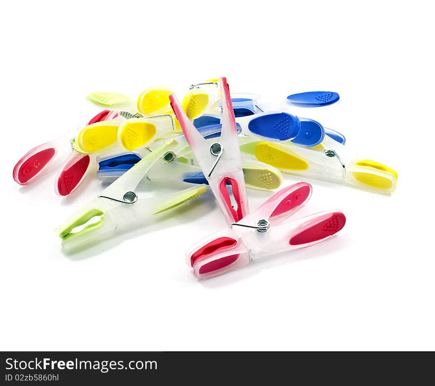 Tweezers colored plastic on white background. Tweezers colored plastic on white background