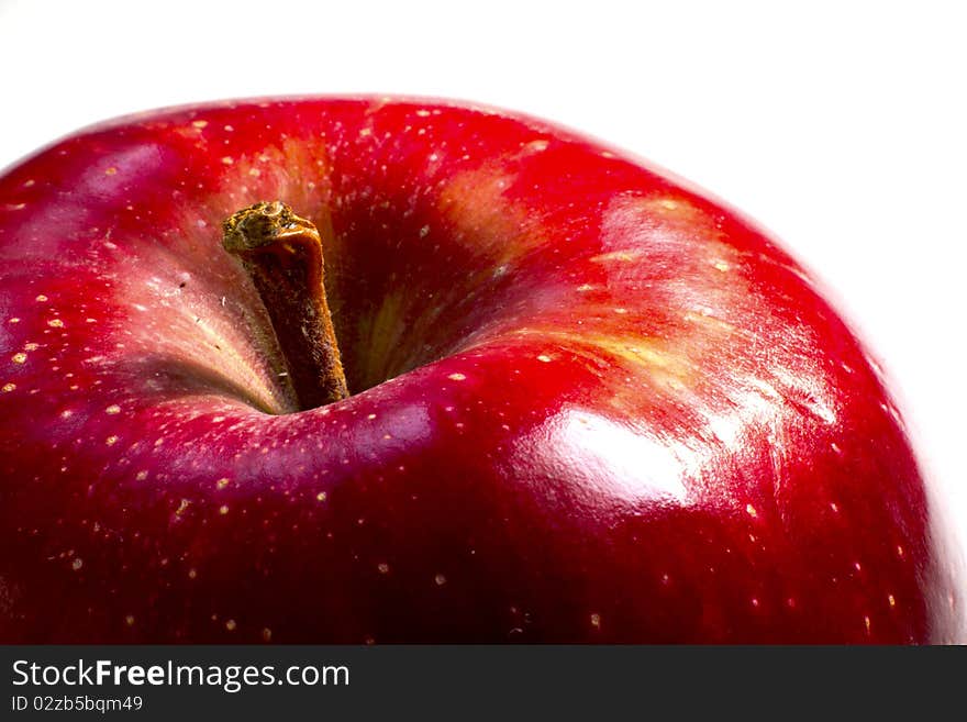 Detail of a red apple and ripe