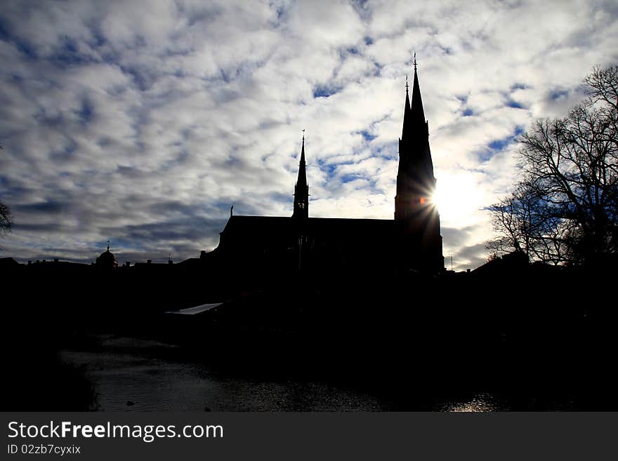 Uppsala Cathedral, Beautiful autumn afternoon at Uppsala River side Sweden. Uppsala Cathedral, Beautiful autumn afternoon at Uppsala River side Sweden