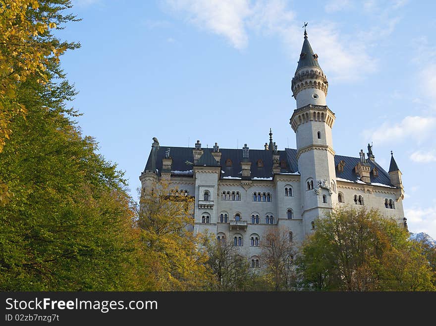 Neuschwanstein Castle In Trees