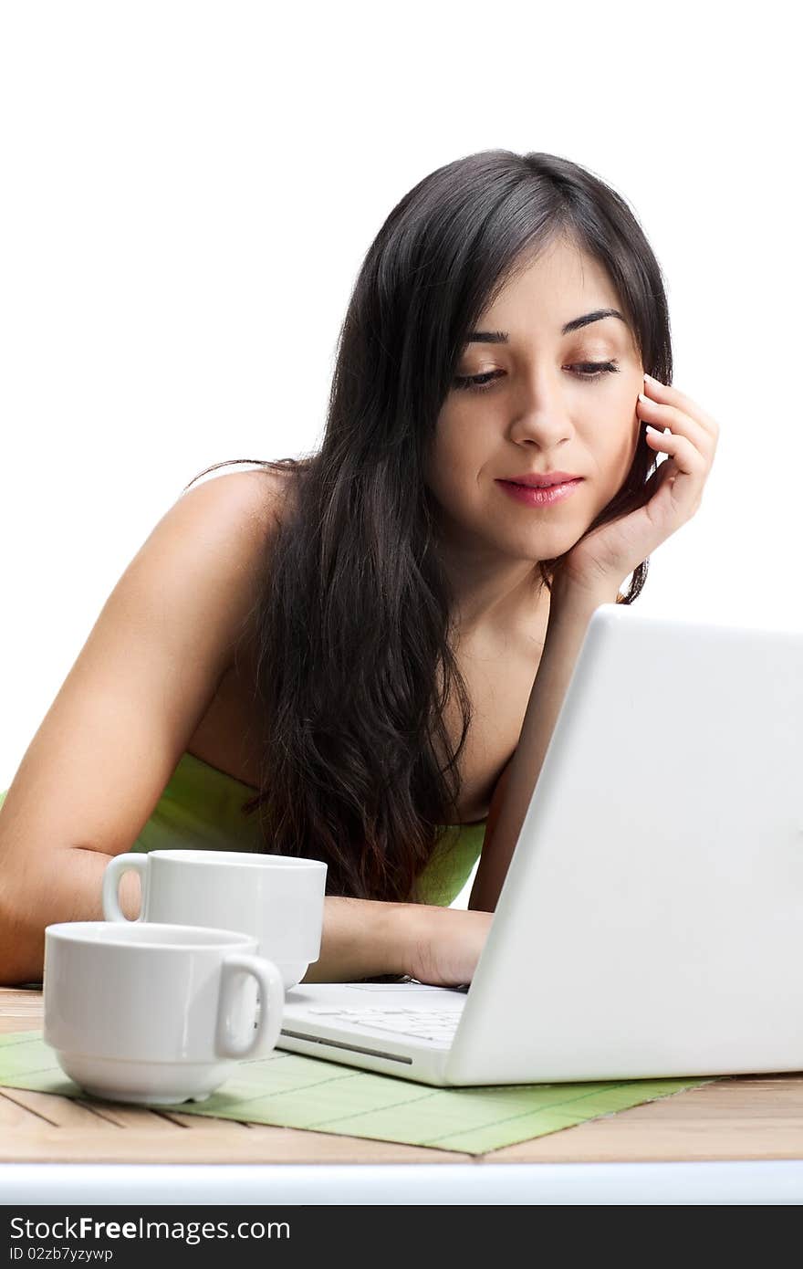 Beautiful Woman  In Cafe