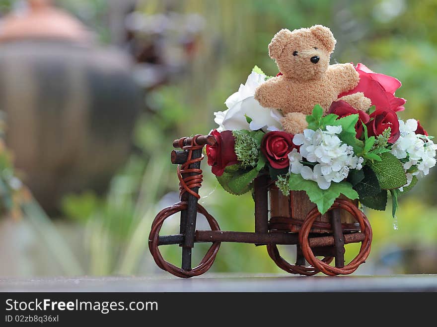 Bear with beautiful flowers, beautiful. Bear with beautiful flowers, beautiful